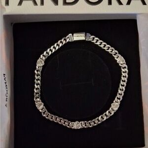 Pandora heart cuban chain Bracelet like new